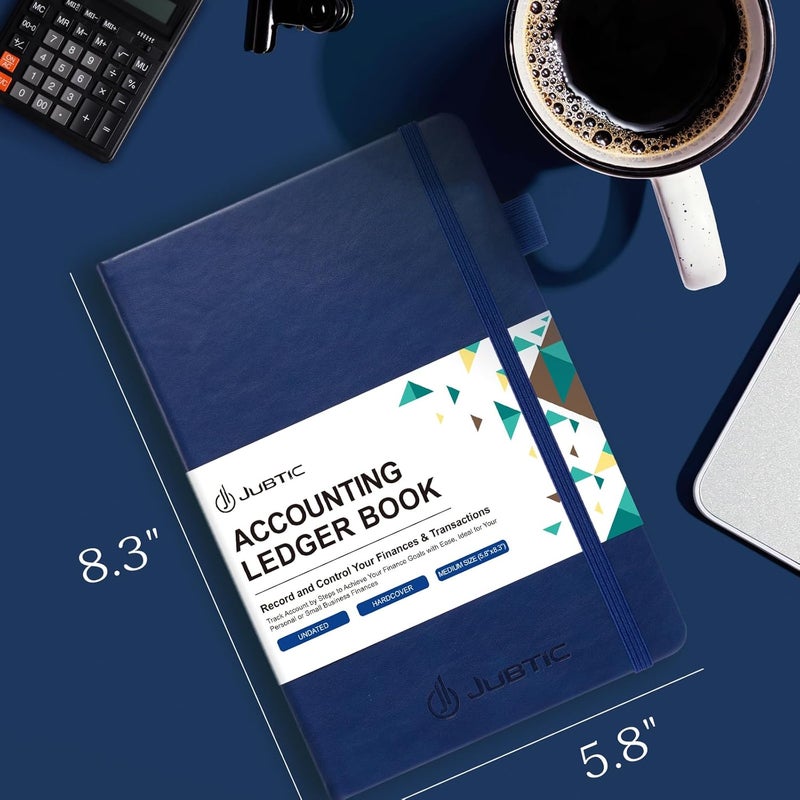 JUBTIC Accounting Ledger Book – Accounting Log for Small Businesses & Personal Use – Bookkeeping Record Book Columnar Journal for Tracking Expenses, Deposits & Balance – Medium, Navy Blue - Image 3